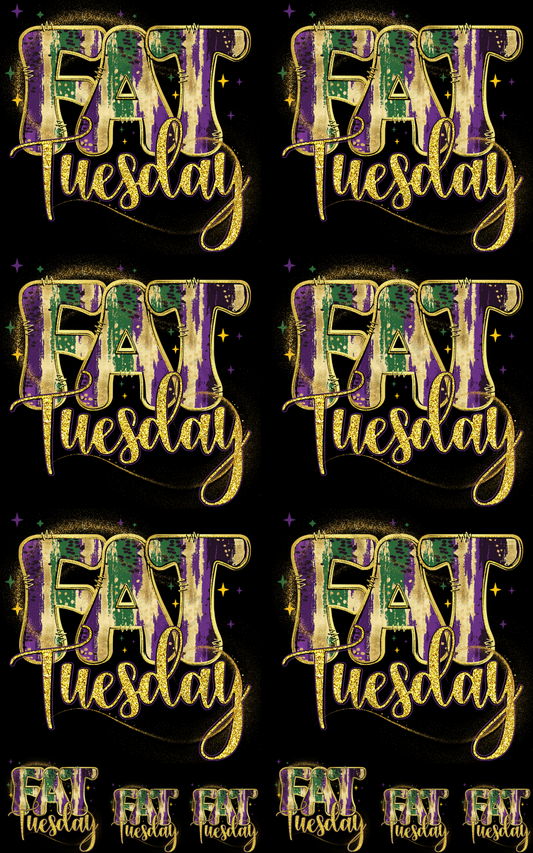 FAT TUESDAY (1) PREMADE GANGSHEET - 22X36 DTF TRANSFERS - DIRECT TO FILM