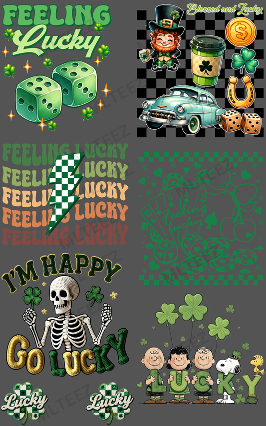 FEELING LUCKY (2) PREMADE GANGSHEET - 22X36 DTF TRANSFERS - DIRECT TO FILM