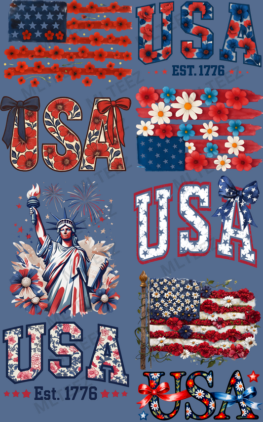 FLORAL FLAGS PREMADE GANGSHEET  - 22X36  DTF TRANSFERS - DIRECT TO FILM