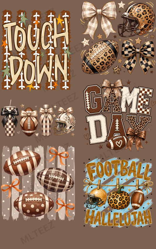 FOOTBALL (4) PREMADE GANGSHEET - 22X36 DTF TRANSFERS - DIRECT TO FILM