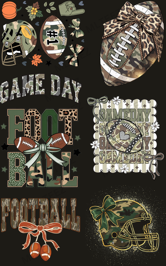 FOOTBALL & CAMO (1) PREMADE GANGSHEET - 22X36 DTF TRANSFERS - DIRECT TO FILM