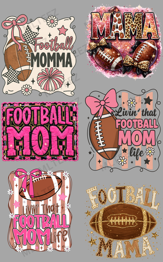 FOOTBALL MAMA (1) PREMADE GANGSHEET - 22X36 DTF TRANSFERS - DIRECT TO FILM