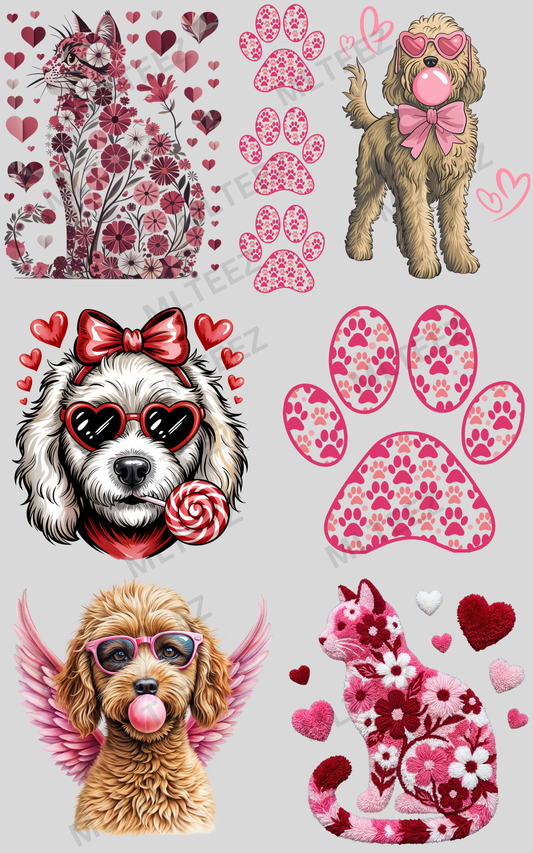FURRY FRIENDS VALENTINE (1) PREMADE GANGSHEET - 22X36 DTF TRANSFERS - DIRECT TO FILM