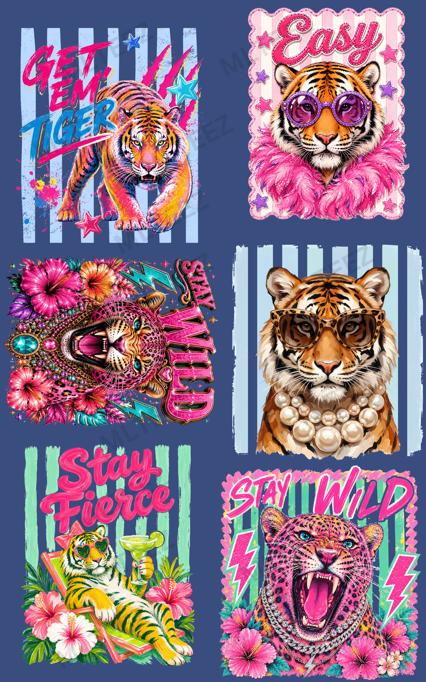 GET EM TIGER (1) PREMADE GANGSHEET - 22X36 DTF TRANSFERS - DIRECT TO FILM