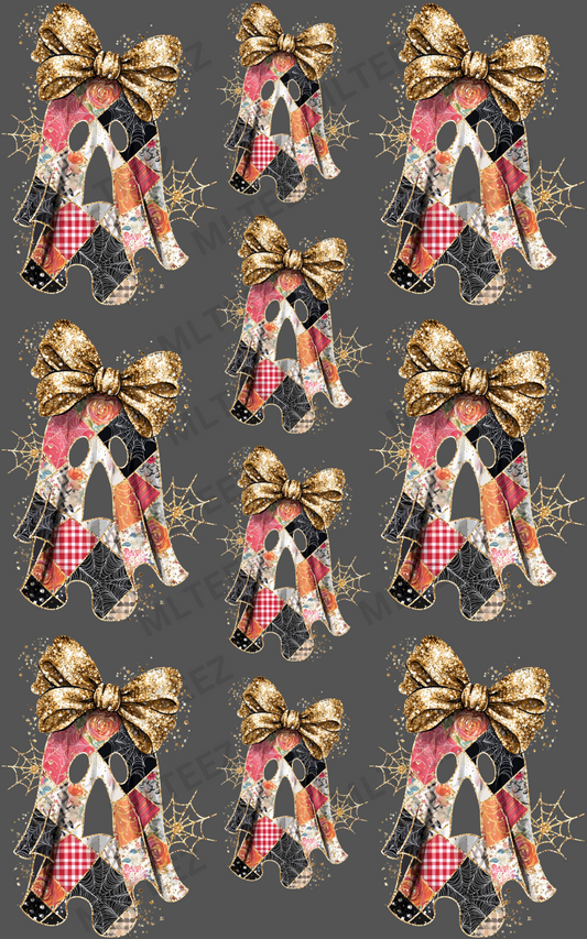 GHOSTS - 4 YOUTH PATCH WORK, 6 ADULT PATCH WORK PREMADE GANGSHEET  - 22X36  DTF TRANSFERS - DIRECT TO FILM