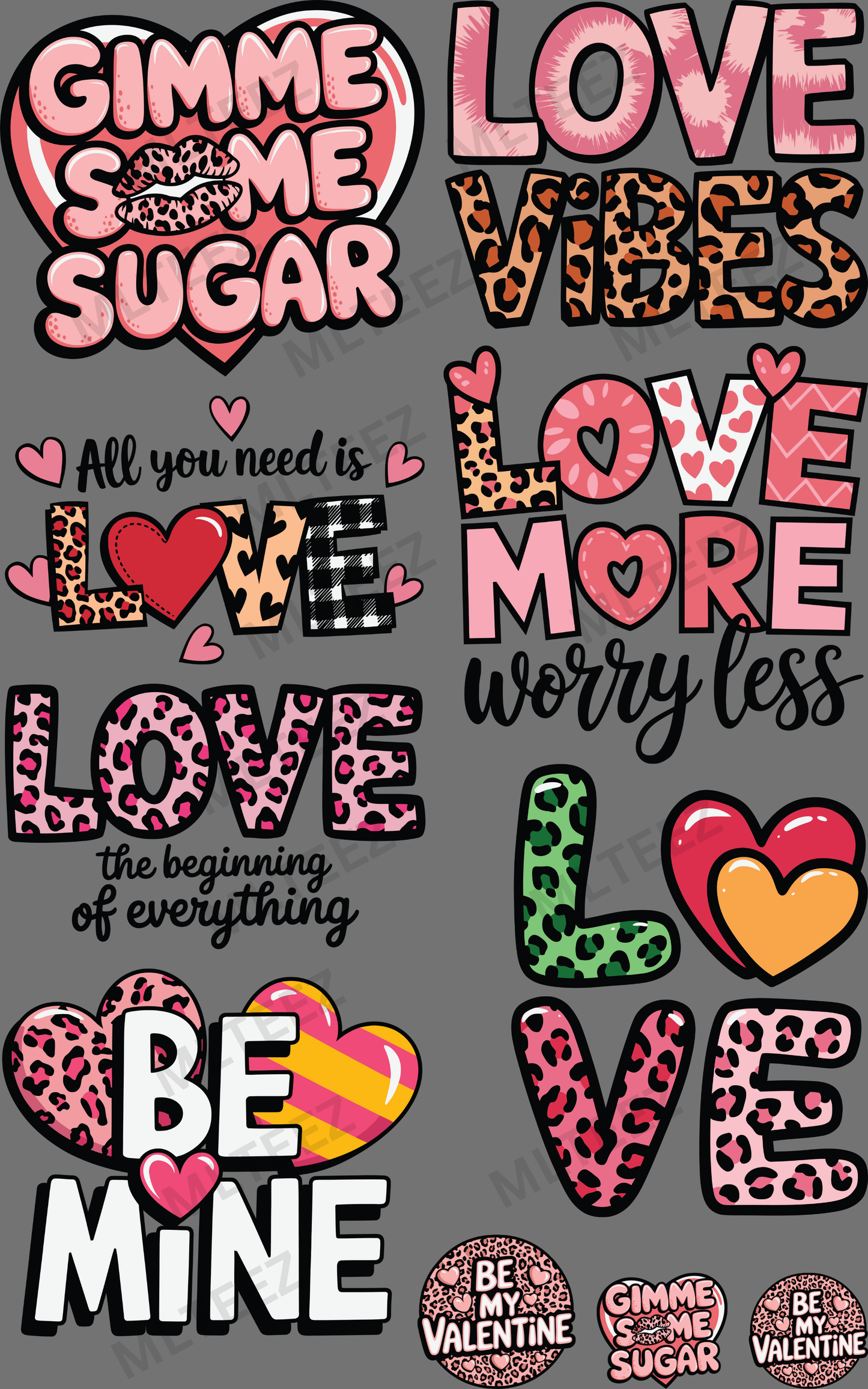 GIMMIE SOME SUGAR PREMADE GANGSHEET - 22X36 DTF TRANSFERS - DIRECT TO FILM