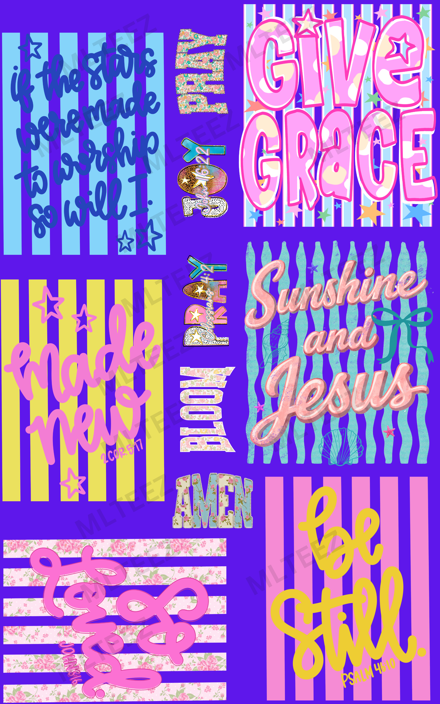 GIVE GRACE (1) PREMADE GANGSHEET - 22X36 DTF TRANSFERS - DIRECT TO FILM