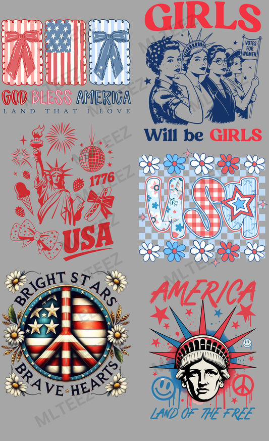 GOD BLESS AMERICA (2) PREMADE GANGSHEET - 22X36 DTF TRANSFERS - DIRECT TO FILM