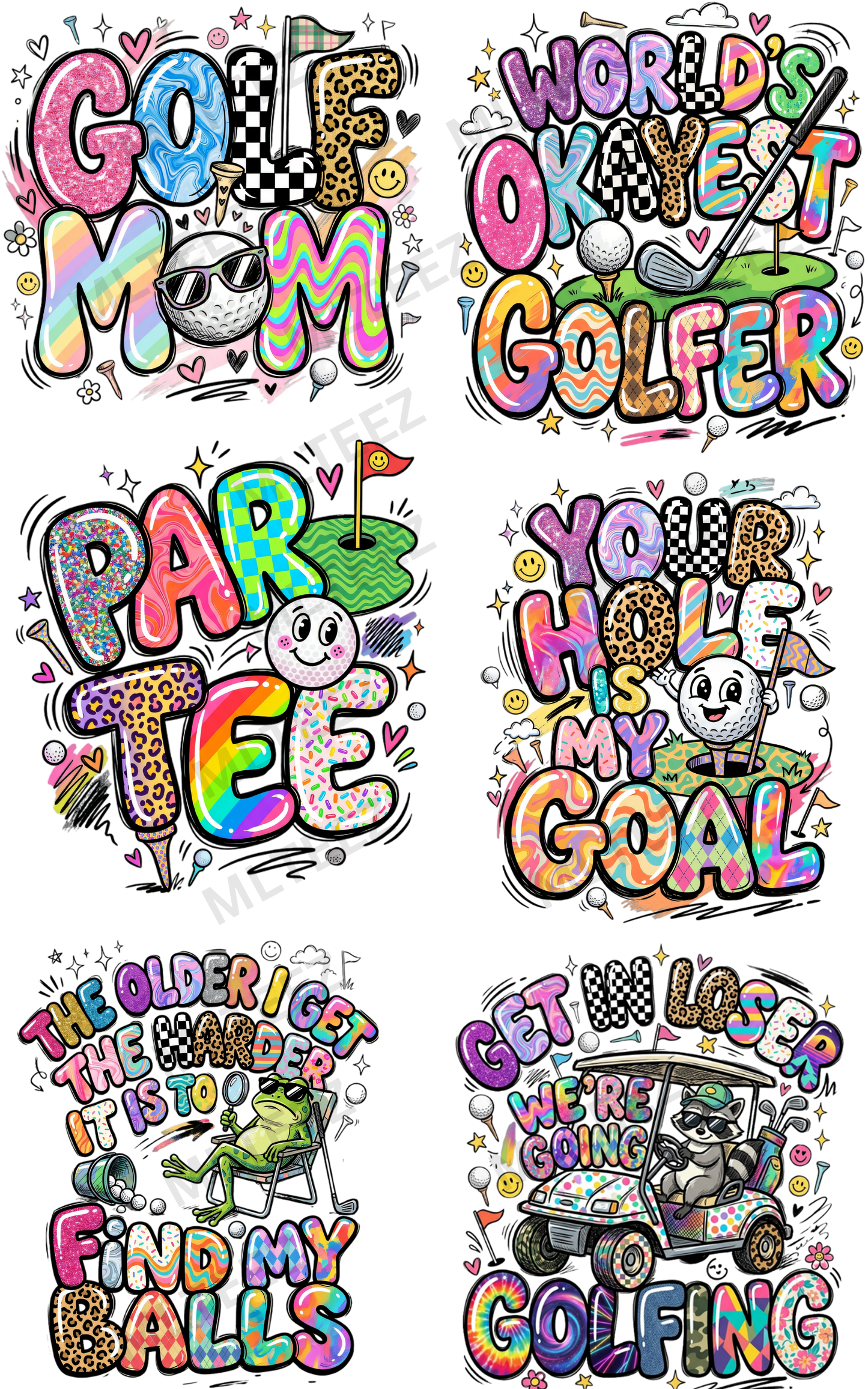 GOLF (2) PREMADE GANGSHEET - 22X36 DTF TRANSFERS - DIRECT TO FILM