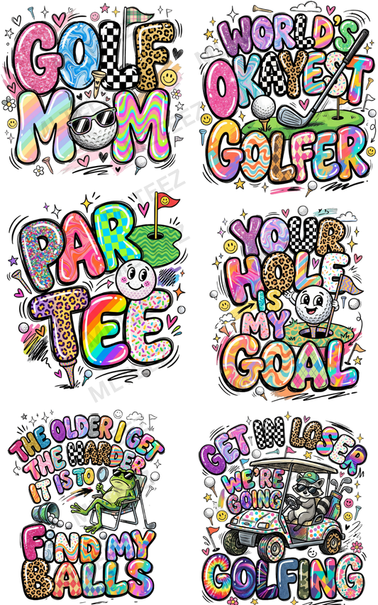 GOLF (2) PREMADE GANGSHEET - 22X36 DTF TRANSFERS - DIRECT TO FILM