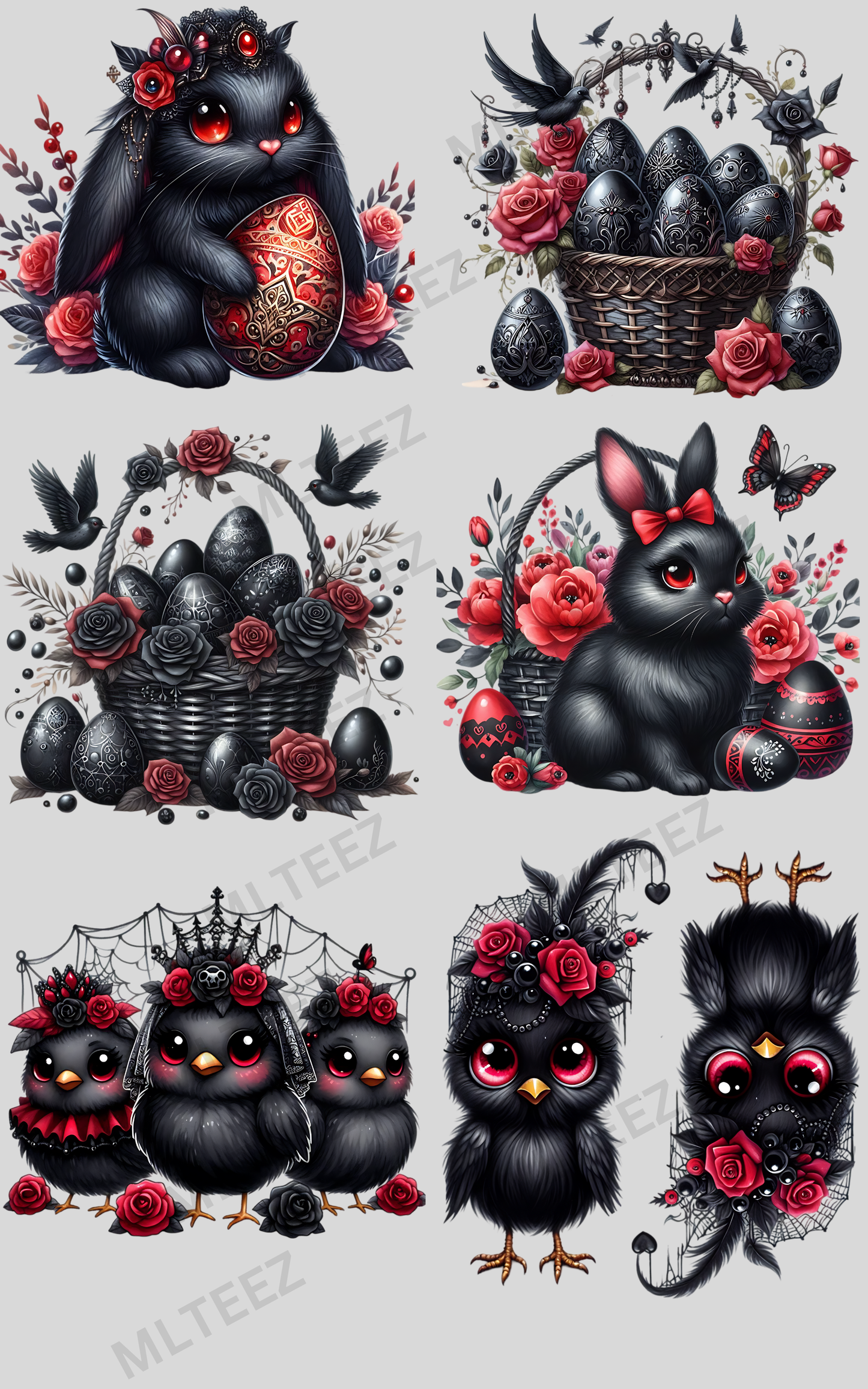 GOTH EASTER (1) PREMADE GANGSHEET - 22X36 DTF TRANSFERS - DIRECT TO FILM