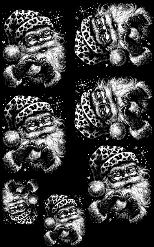HALF TONE LEOPARD SANTA (1) PREMADE GANGSHEET - 22X36 DTF TRANSFERS - DIRECT TO FILM