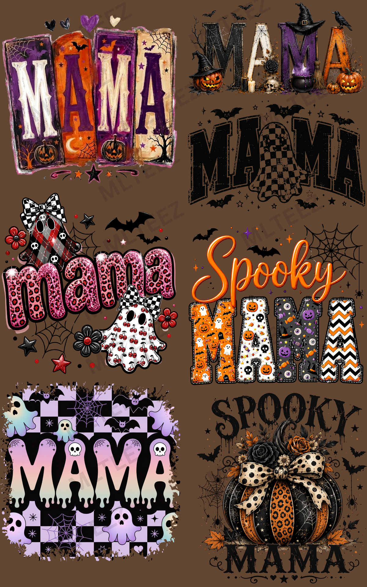 HALLOWEEN MAMA (2) PREMADE GANGSHEET - 22X36 DTF TRANSFERS - DIRECT TO FILM