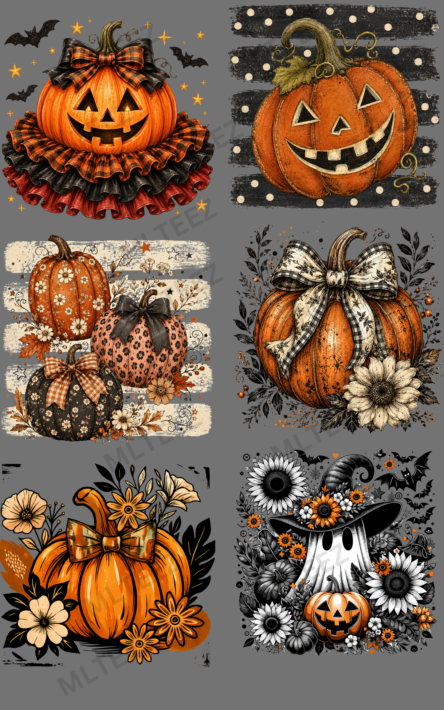 HALLOWEEN PUMPKINS (1) PREMADE GANGSHEET - 22X36 DTF TRANSFERS - DIRECT TO FILM