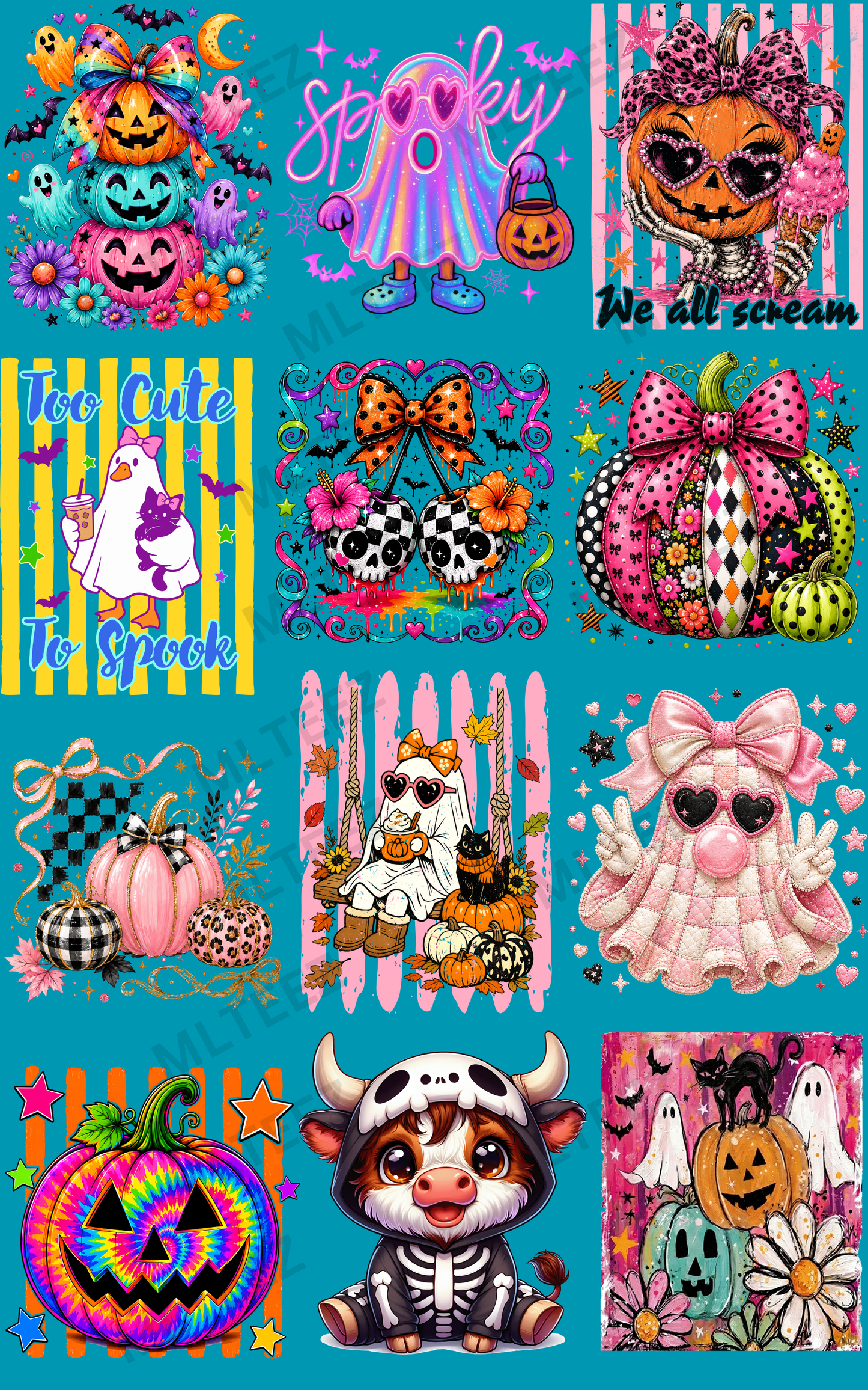 HALLOWEEN YOUTH (6) PREMADE GANGSHEET - 22X36 DTF TRANSFERS - DIRECT TO FILM