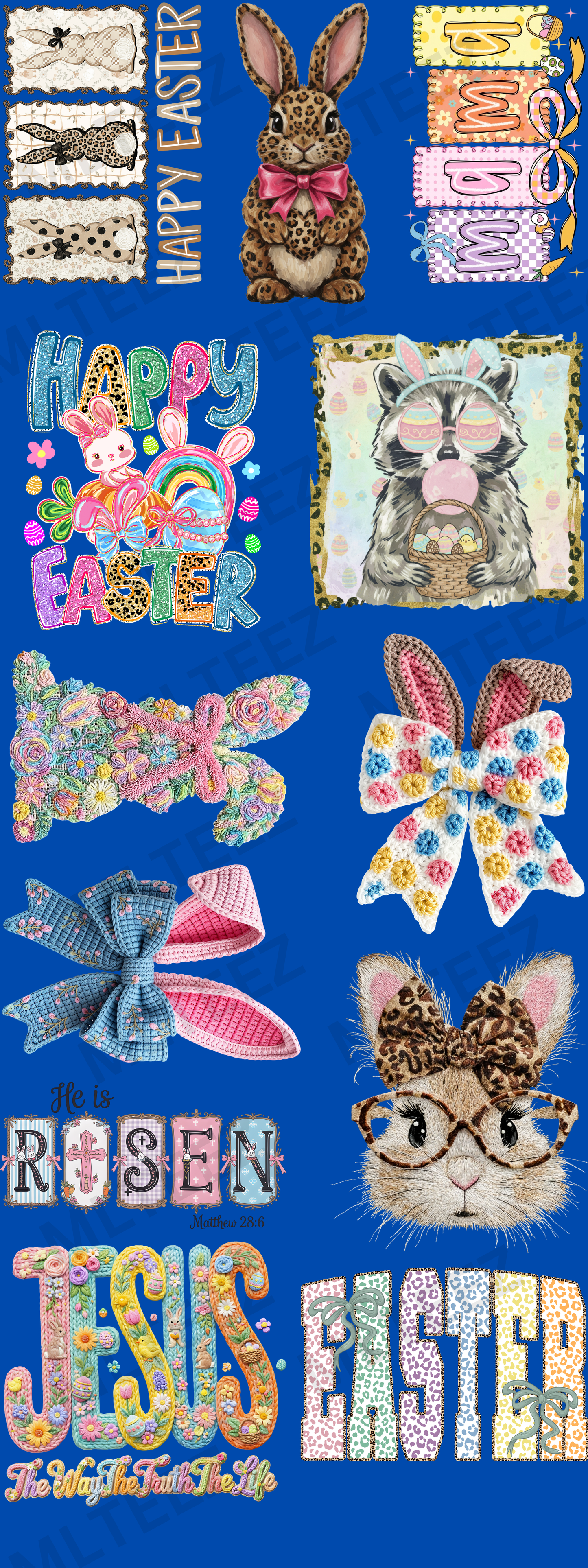 HAPPY EASTER (1) (60 INCH) PREMADE GANGSHEET - 22X60 DTF TRANSFERS - DIRECT TO FILM