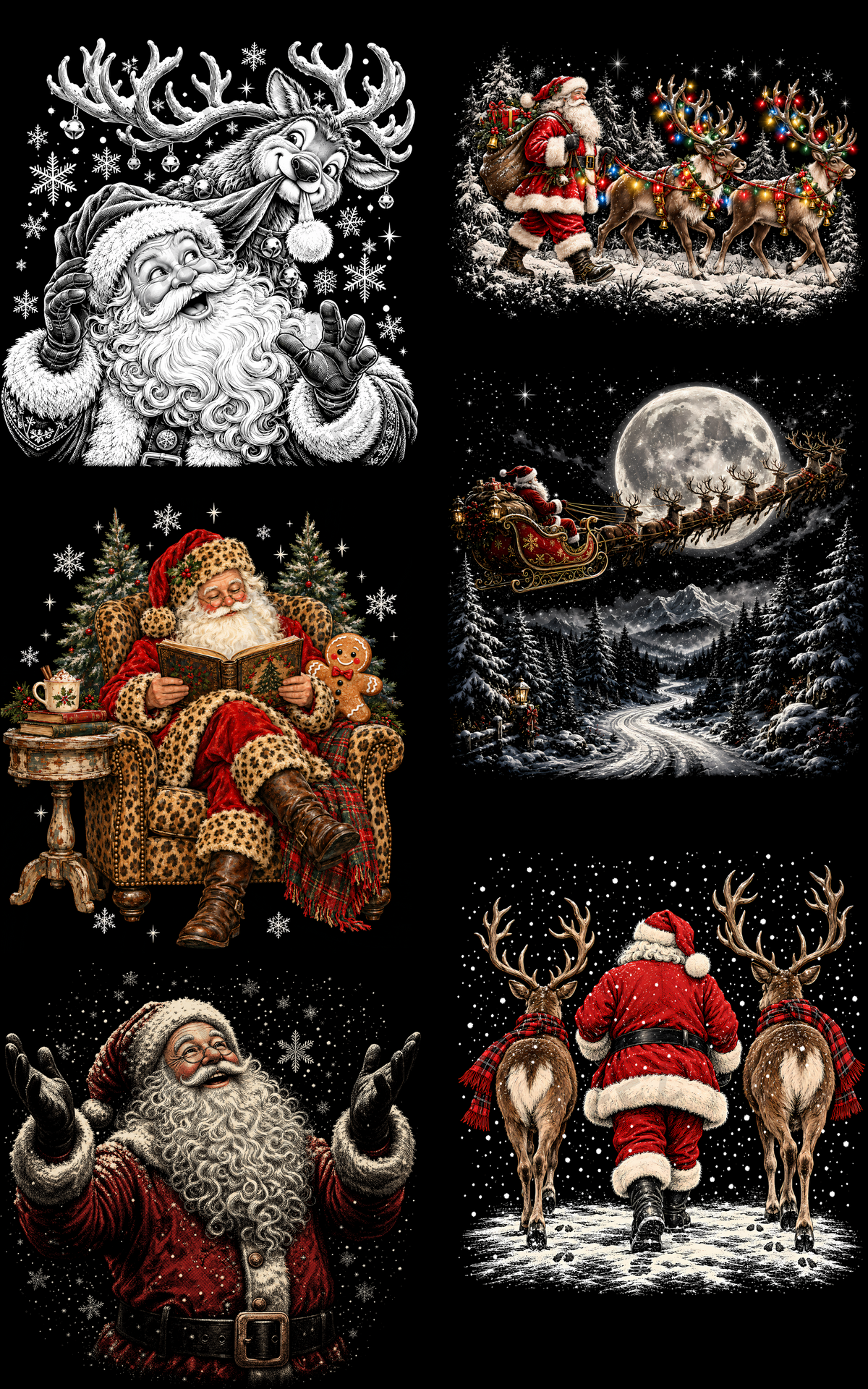 HAPPY SANTA (1) PREMADE GANGSHEET - 22X36 DTF TRANSFERS - DIRECT TO FILM