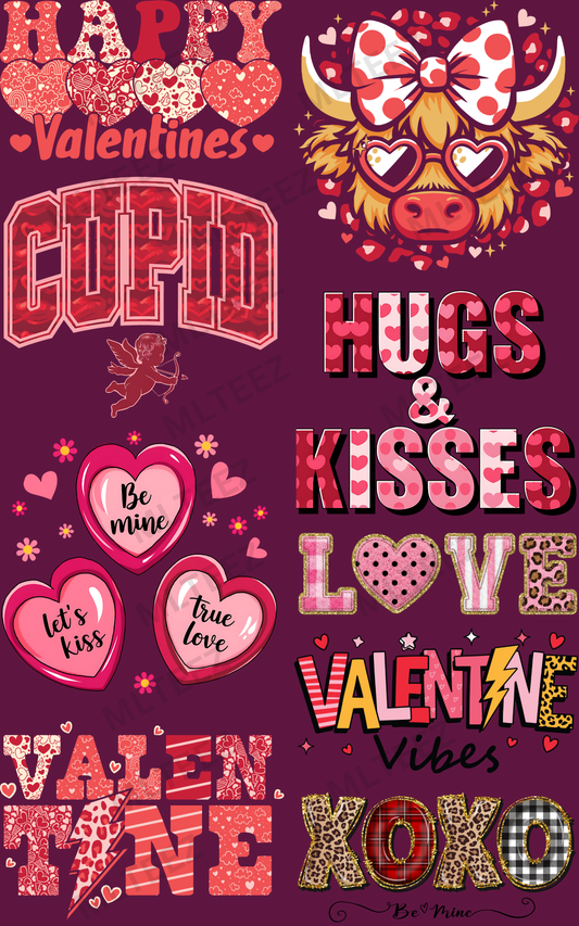 HAPPY VALENTINES (1) PREMADE GANGSHEET - 22X36 DTF TRANSFERS - DIRECT TO FILM