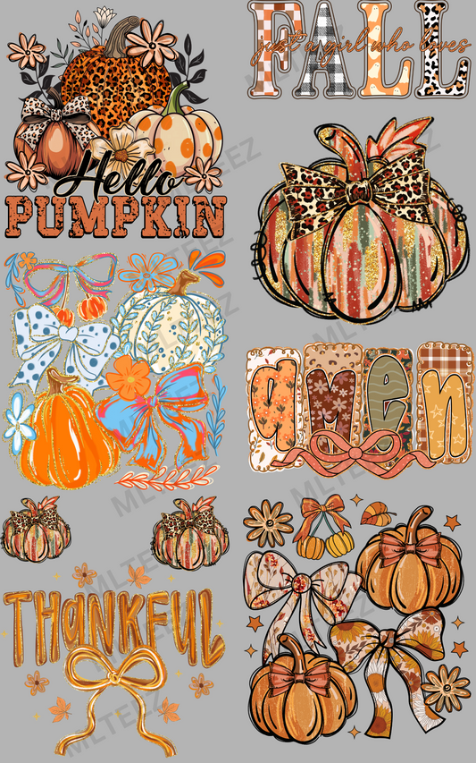 HELLO PUMPKIN (2) PREMADE GANGSHEET  - 22X36  DTF TRANSFERS - DIRECT TO FILM