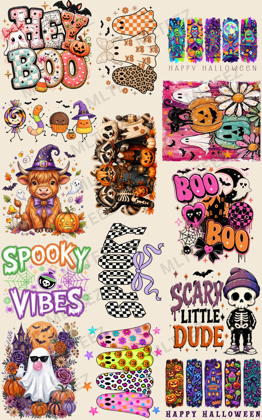 HEY BOO (YOUTH) (1) PREMADE GANGSHEET - 22X36 DTF TRANSFERS - DIRECT TO FILM