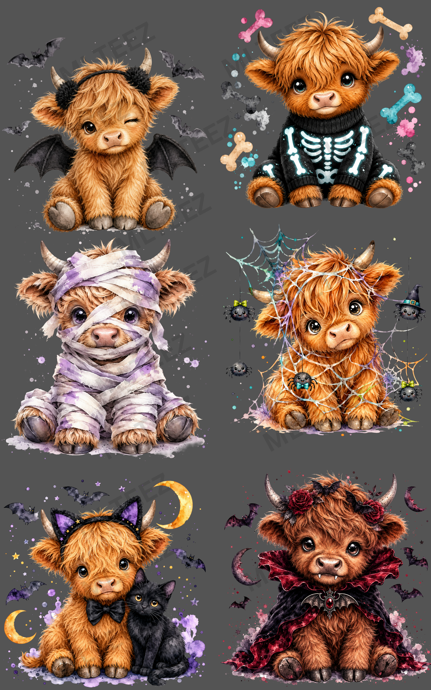 HIGHLAND HALLOWEEN (2) PREMADE GANGSHEET - 22X36 DTF TRANSFERS - DIRECT TO FILM