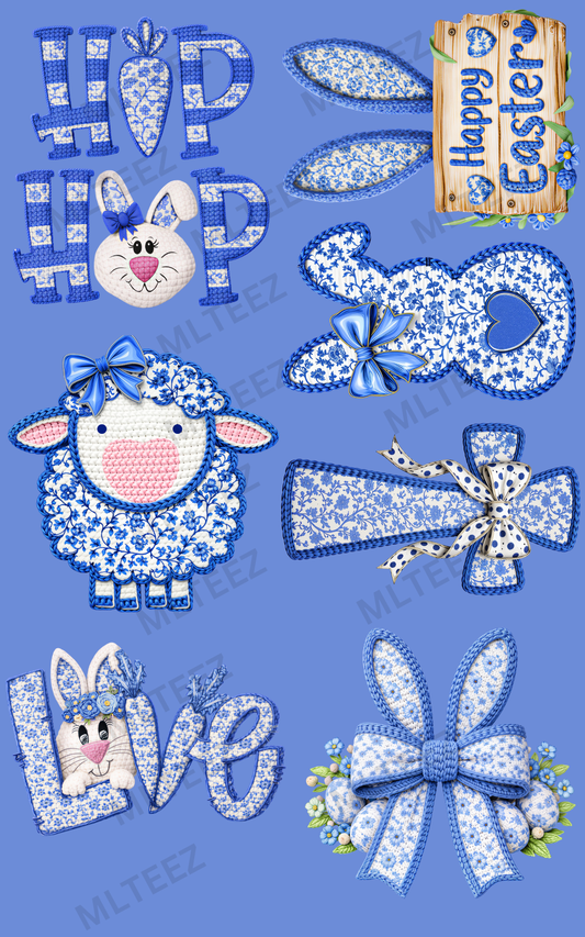 HIP HOP (BLUE) (1) PREMADE GANGSHEET - 22X36 DTF TRANSFERS - DIRECT TO FILM