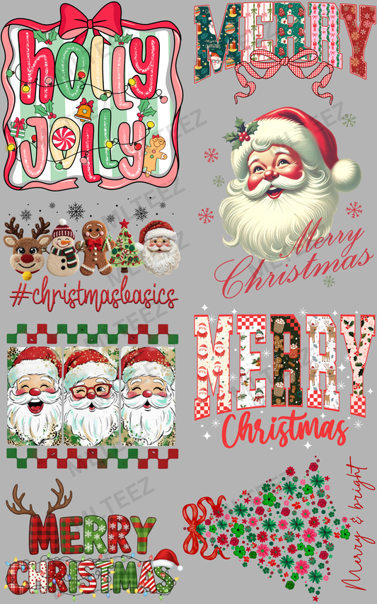 HOLLY JOLLY (1) PREMADE GANGSHEET  - 22X36  DTF TRANSFERS - DIRECT TO FILM