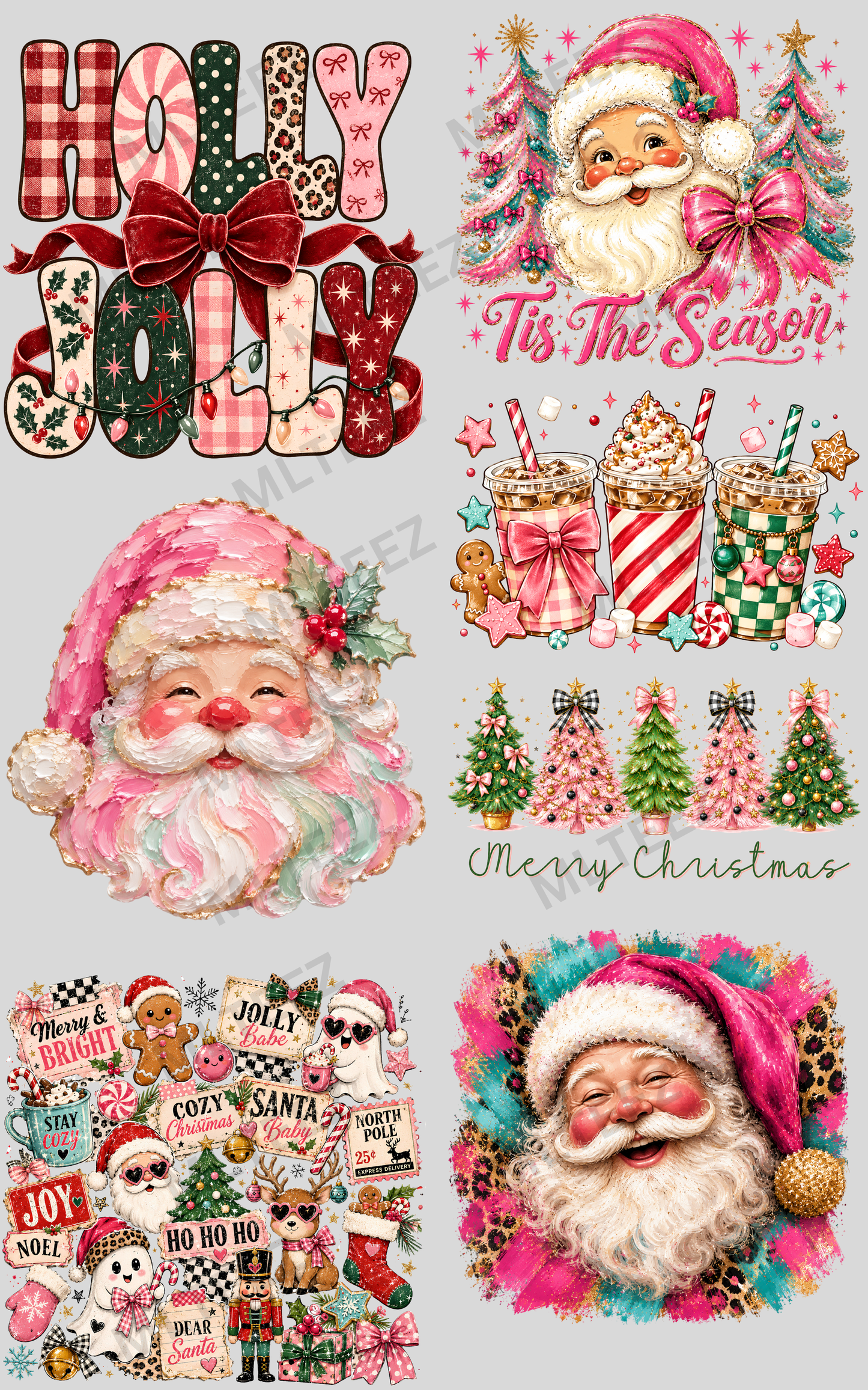 HOLLY JOLLY (4) PREMADE GANGSHEET - 22X36 DTF TRANSFERS - DIRECT TO FILM