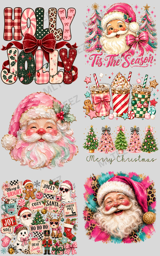 HOLLY JOLLY (4) PREMADE GANGSHEET - 22X36 DTF TRANSFERS - DIRECT TO FILM