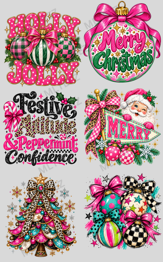 HOLLY JOLLY (5) PREMADE GANGSHEET - 22X36 DTF TRANSFERS - DIRECT TO FILM