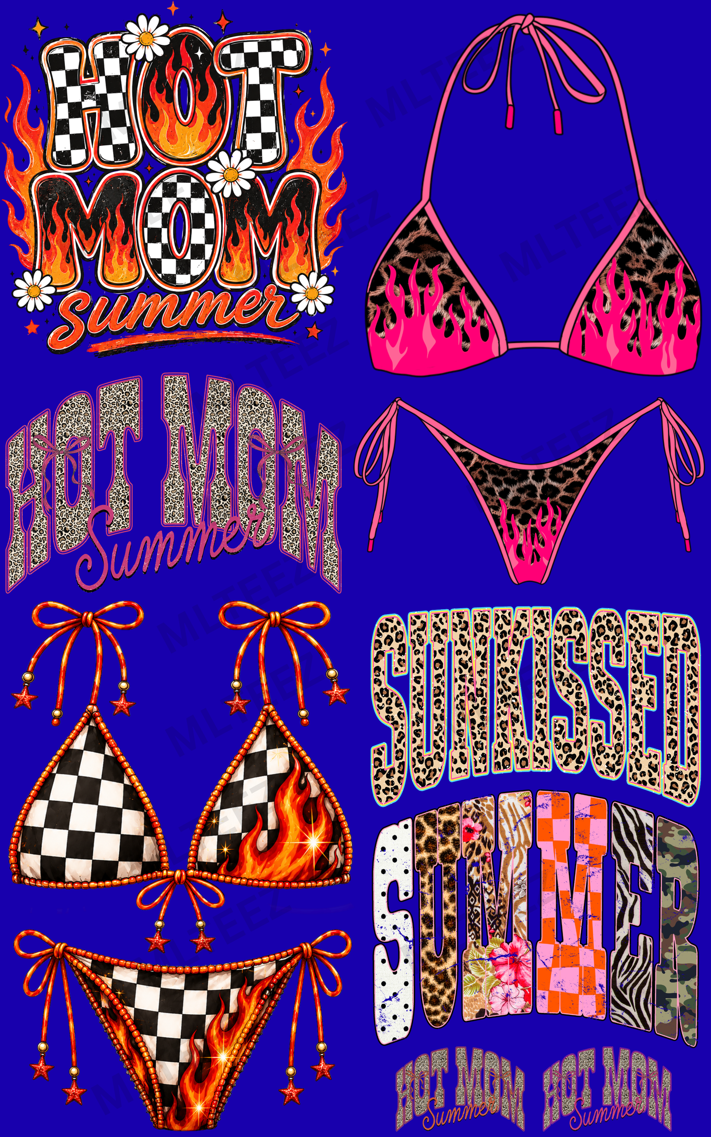 HOT MOM SUMMER (1) PREMADE GANGSHEET - 22X36 DTF TRANSFERS - DIRECT TO FILM