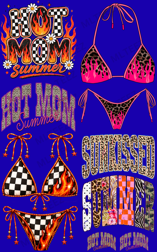 HOT MOM SUMMER (1) PREMADE GANGSHEET - 22X36 DTF TRANSFERS - DIRECT TO FILM