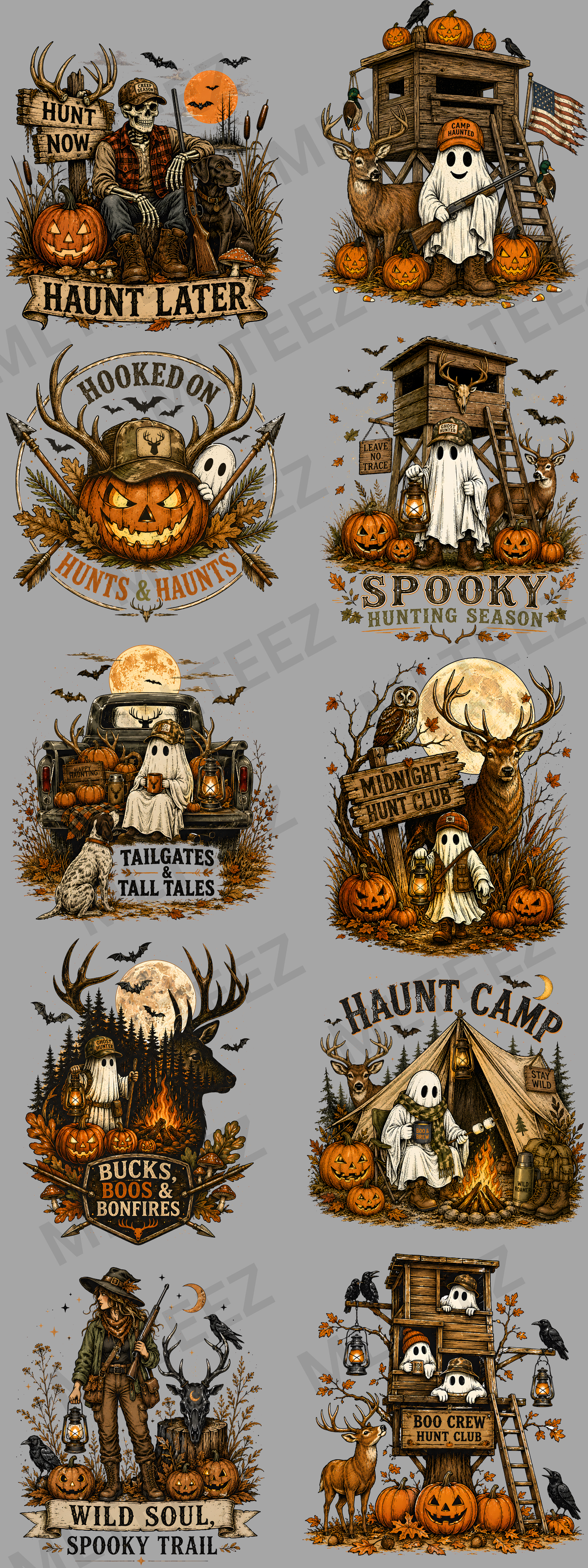 HUNT NOW, HAUNT LATER (1) (60 INCH) PREMADE GANGSHEET - 22X60 DTF TRANSFERS - DIRECT TO FILM