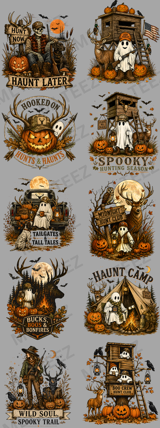 HUNT NOW, HAUNT LATER (1) (60 INCH) PREMADE GANGSHEET - 22X60 DTF TRANSFERS - DIRECT TO FILM