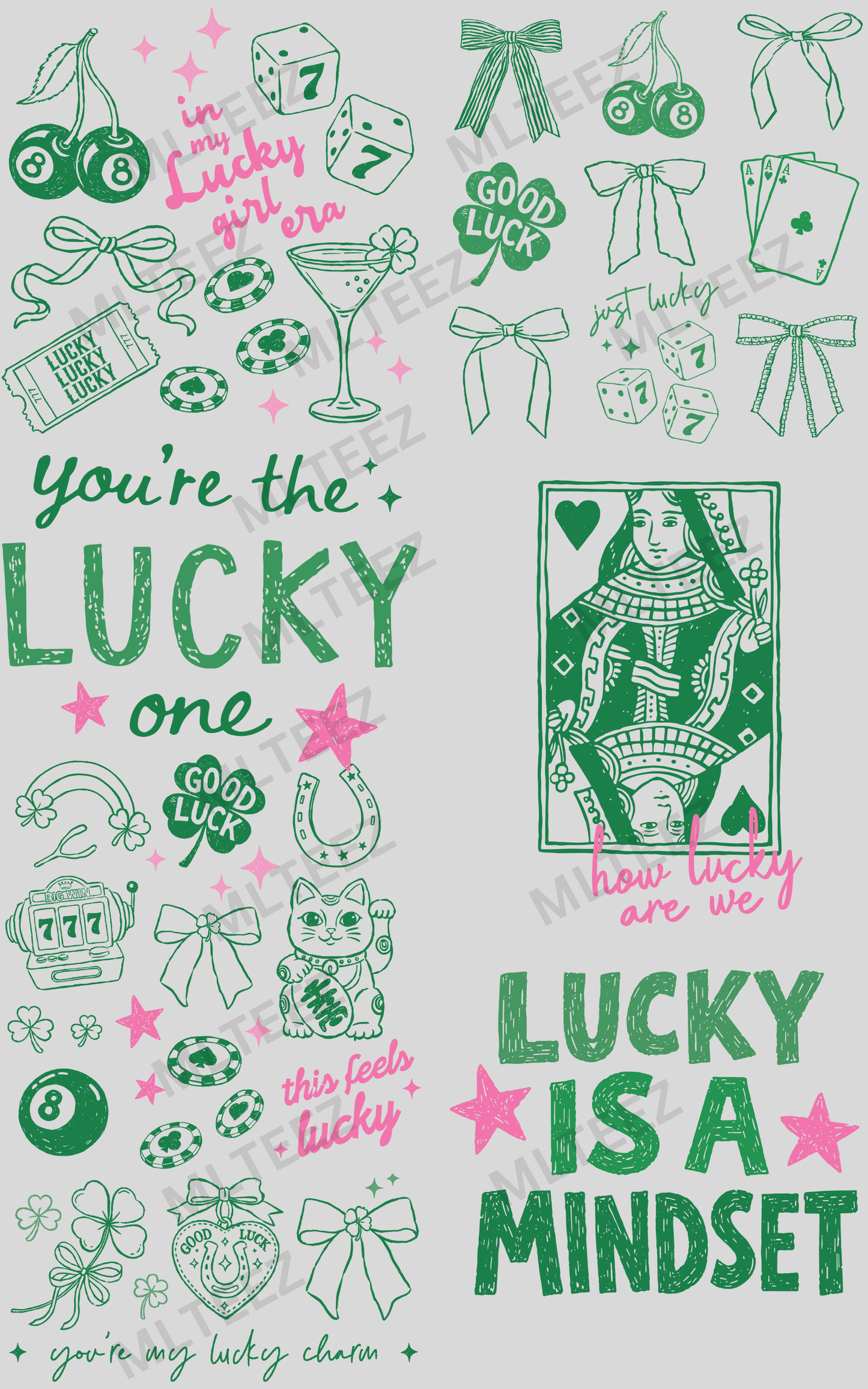 IN MY LUCKY GIRL ERA (ST. PATTY'S DAY) (1) PREMADE GANGSHEET - 22X36 DTF TRANSFERS - DIRECT TO FILM