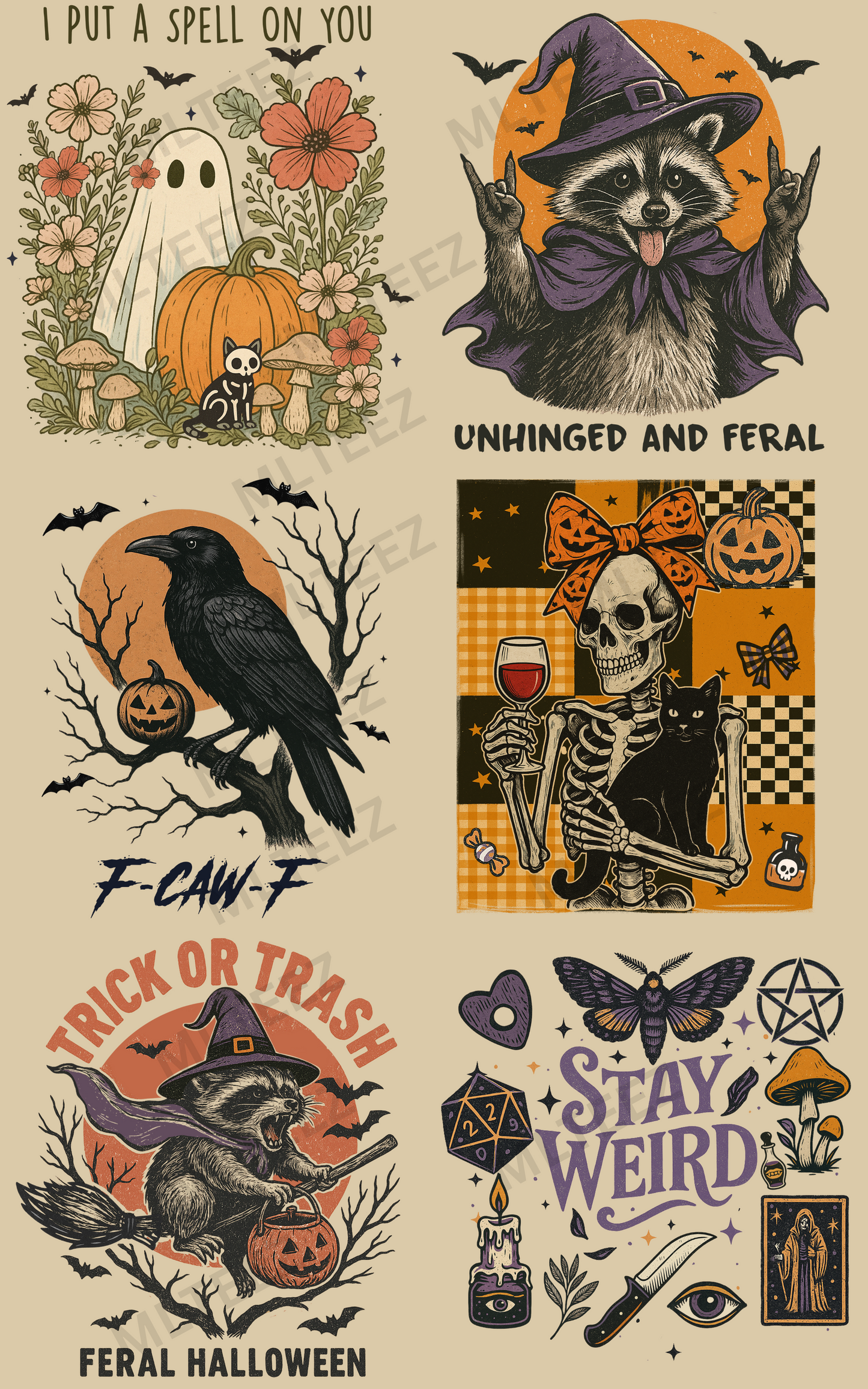 I PUT A SPELL ON YOU PREMADE GANGSHEET  - 22X36  DTF TRANSFERS - DIRECT TO FILM