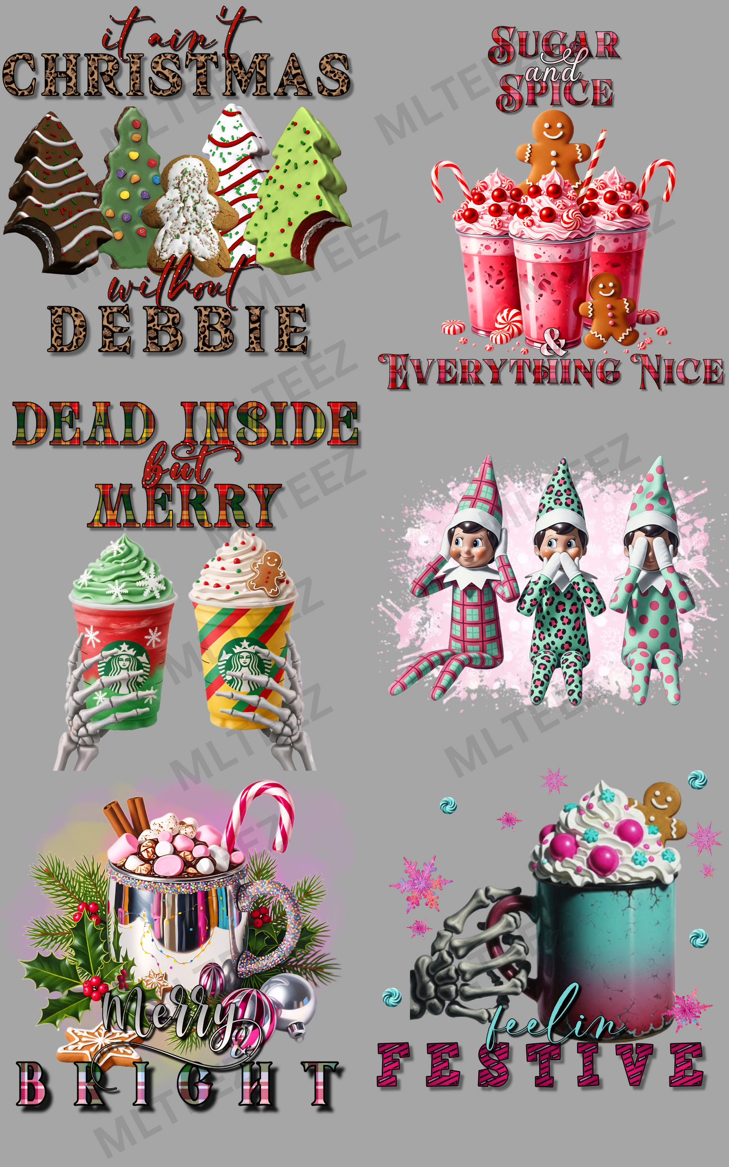 IT AIN'T CHRISTMAS WITHOUT DEBBIE PREMADE GANGSHEET  - 22X36  DTF TRANSFERS - DIRECT TO FILM