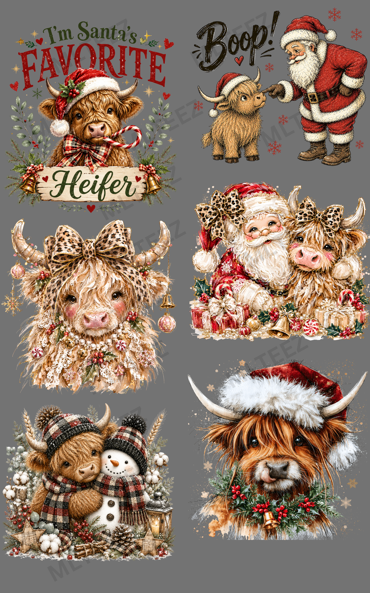 I'M SANTA'S FAVORITE HEIFER (1) PREMADE GANGSHEET - 22X36 DTF TRANSFERS - DIRECT TO FILM
