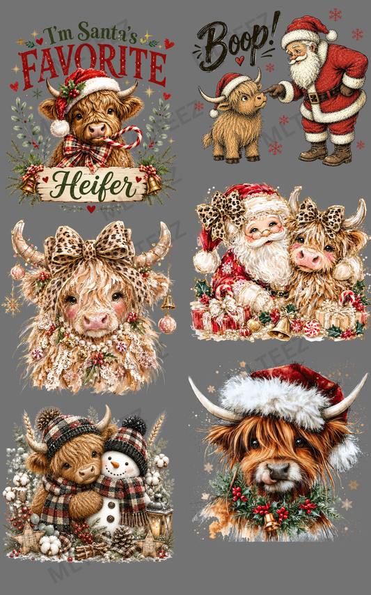 I'M SANTA'S FAVORITE HEIFER (1) PREMADE GANGSHEET - 22X36 DTF TRANSFERS - DIRECT TO FILM