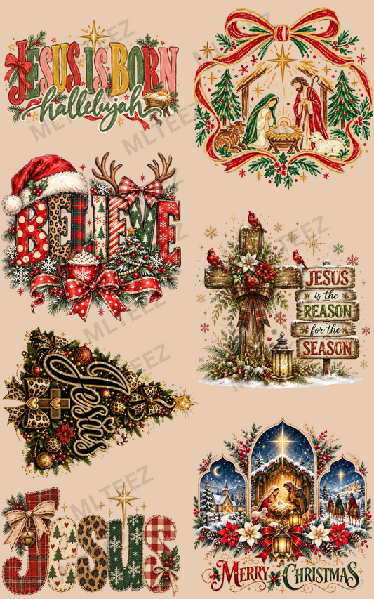 JESUS IS BORN HALLELUJAH (1) PREMADE GANGSHEET - 22X36 DTF TRANSFERS - DIRECT TO FILM
