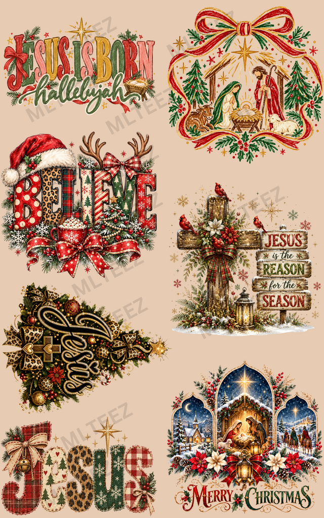 JESUS IS BORN HALLELUJAH (1) PREMADE GANGSHEET - 22X36 DTF TRANSFERS - DIRECT TO FILM