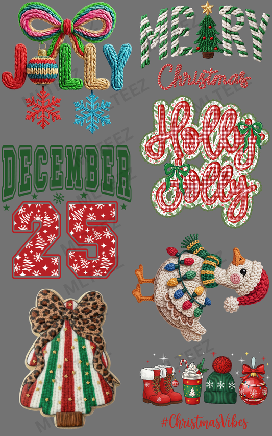 JOLLY CHRISTMAS (2) PREMADE GANGSHEET - 22X36 DTF TRANSFERS - DIRECT TO FILM