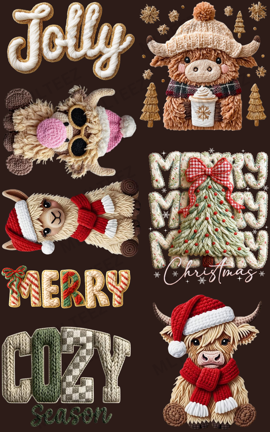 JOLLY CHRISTMAS (3) PREMADE GANGSHEET - 22X36 DTF TRANSFERS - DIRECT TO FILM