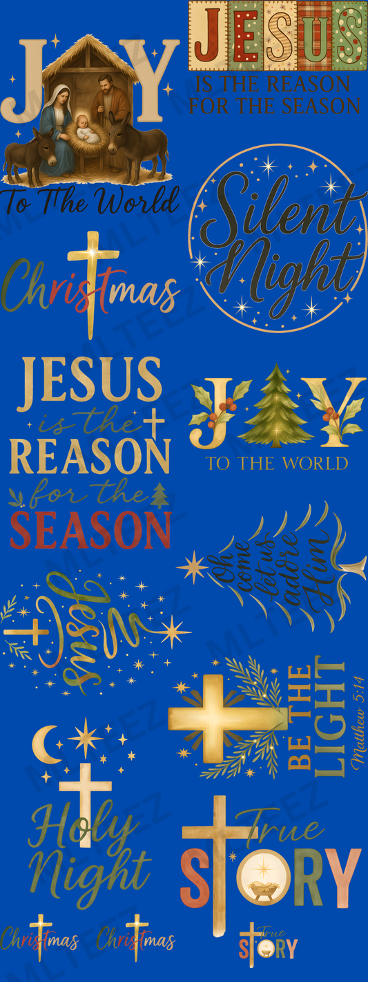 JOY TO THE WORLD (1) (60 INCH) PREMADE GANGSHEET - 22X60 DTF TRANSFERS - DIRECT TO FILM