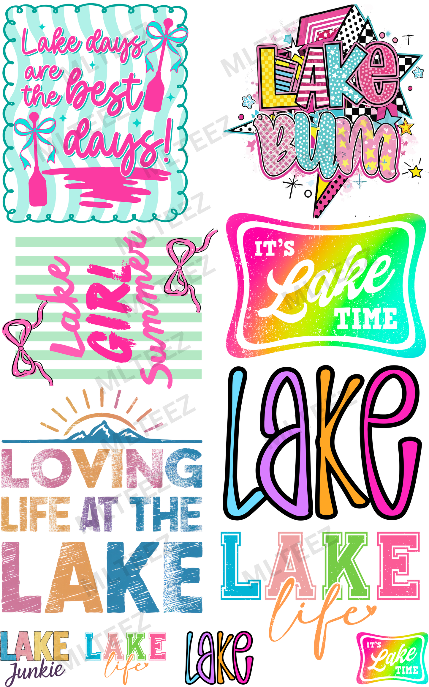 LAKE DAYS ARE THE BEST DAYS (1) PREMADE GANGSHEET - 22X36 DTF TRANSFERS - DIRECT TO FILM