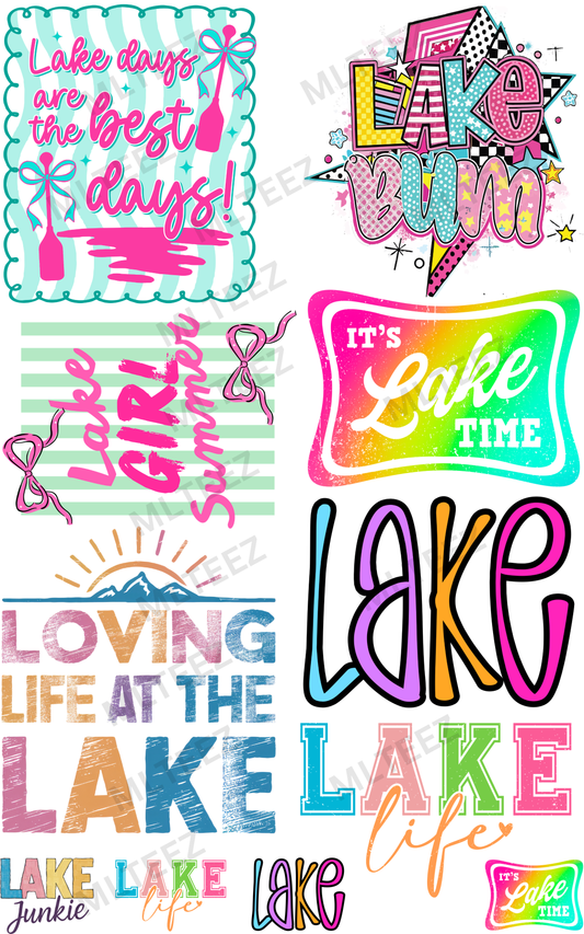 LAKE DAYS ARE THE BEST DAYS (1) PREMADE GANGSHEET - 22X36 DTF TRANSFERS - DIRECT TO FILM