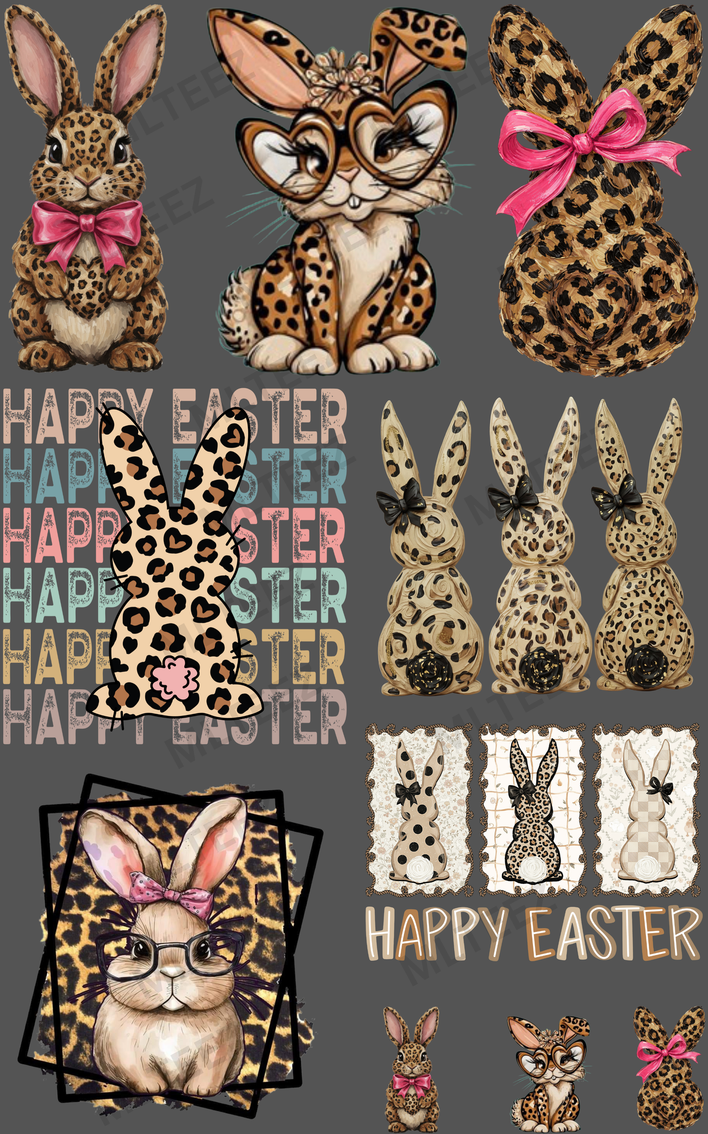 LEOPARD EASTER (2) PREMADE GANGSHEET - 22X36 DTF TRANSFERS - DIRECT TO FILM