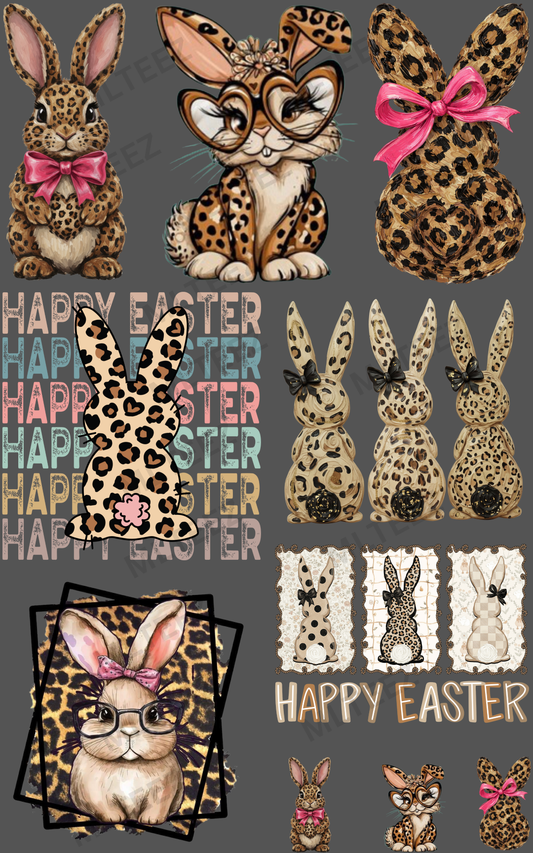 LEOPARD EASTER (2) PREMADE GANGSHEET - 22X36 DTF TRANSFERS - DIRECT TO FILM