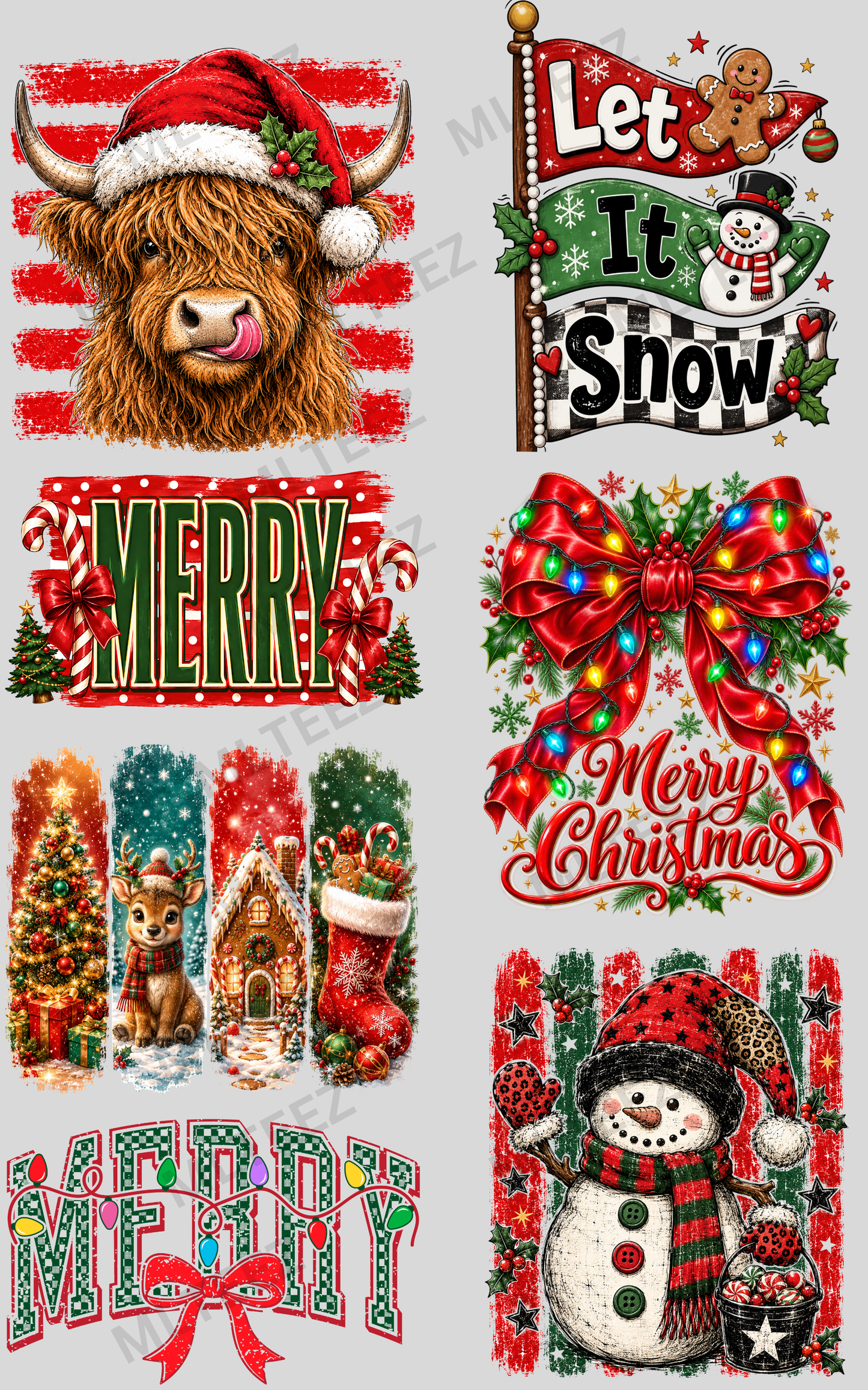 LET IT SNOW (2) PREMADE GANGSHEET - 22X36 DTF TRANSFERS - DIRECT TO FILM