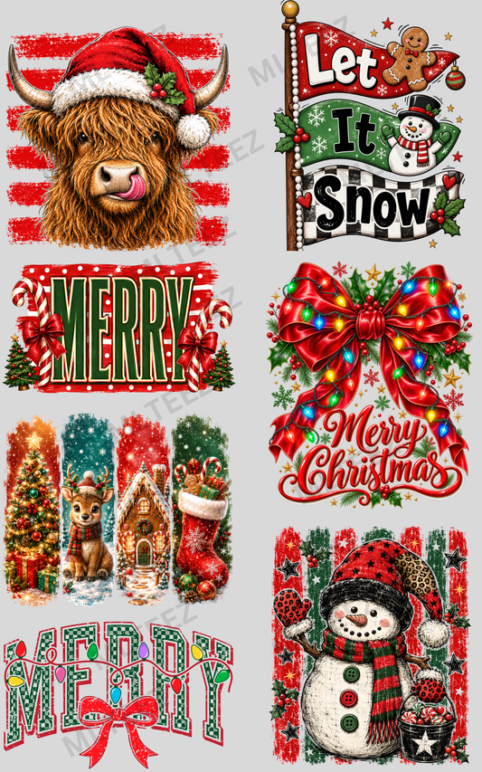 LET IT SNOW (2) PREMADE GANGSHEET - 22X36 DTF TRANSFERS - DIRECT TO FILM